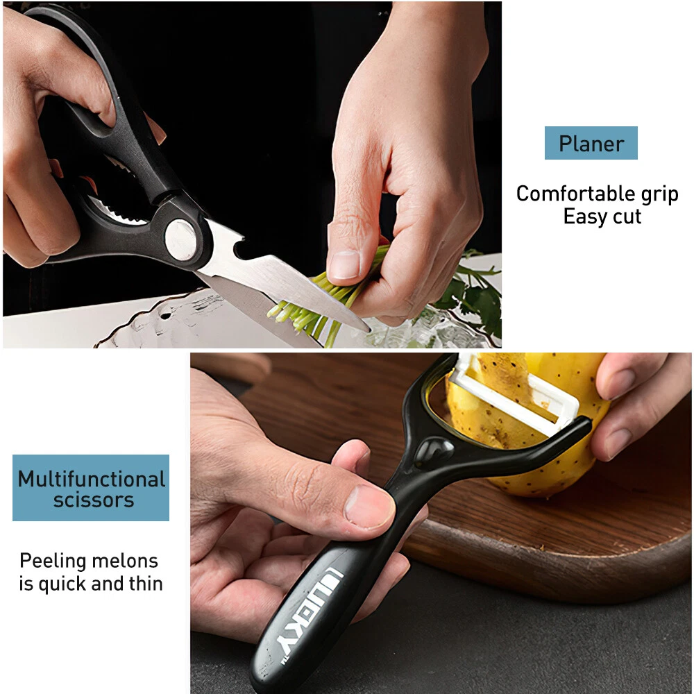 6-Piece Non-Stick Stainless Steel Kitchen Knife Set with Wooden Holder