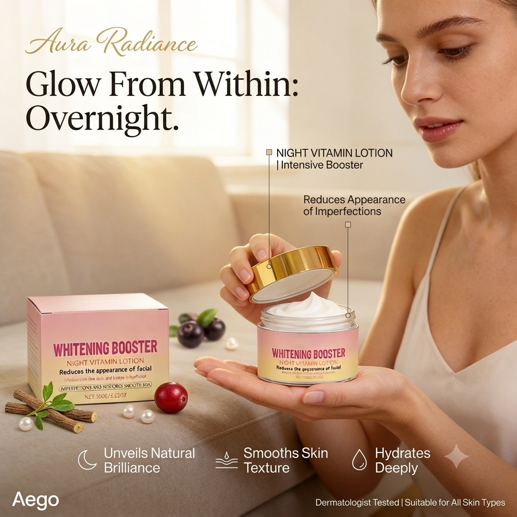 Night Whitening Vitamin Lotion – Niacinamide Body Moisturizer for Brightening & Even Skin Tone Care