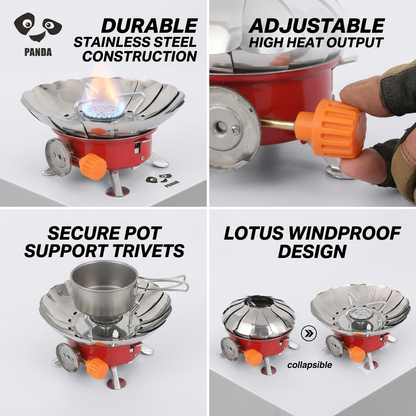 Collapsible Lotus Gas Burner for Outdoor Cooking & Backpacking