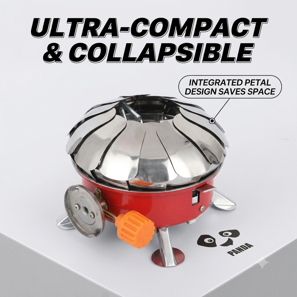 Collapsible Lotus Gas Burner for Outdoor Cooking & Backpacking