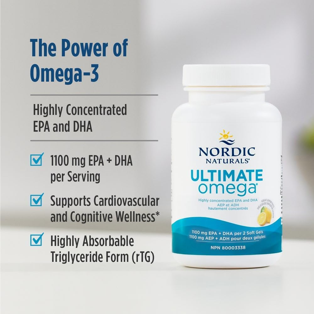 Ultimate Omega Fish Oil – 1280mg High-Potency Omega-3 Softgels (60 Count)