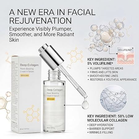 Volufiline Collagen Face Serum – Hydrating Niacinamide Anti-Aging &amp; Smoothing Facial Serum