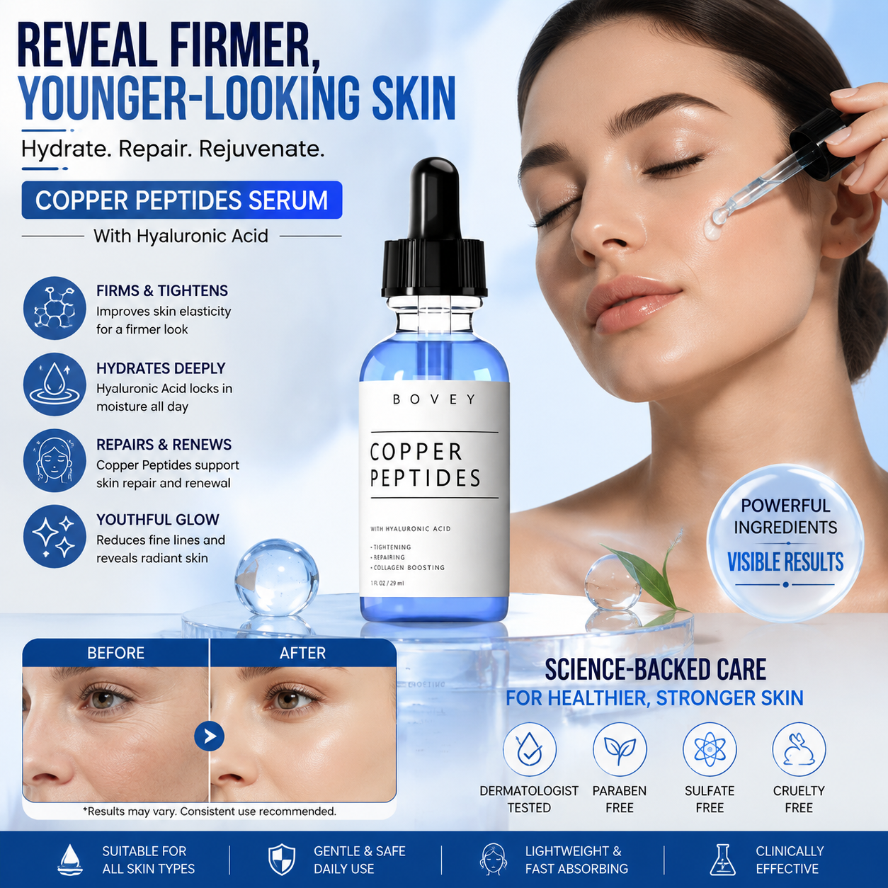 Copper Peptides Face Serum with Hyaluronic Acid