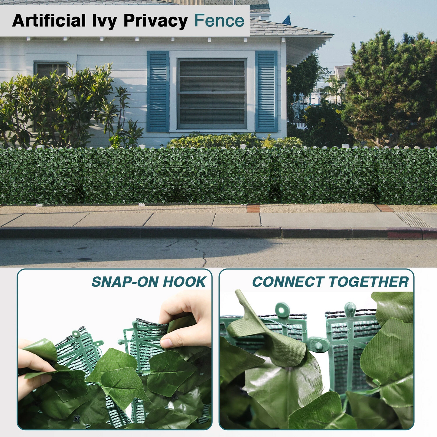 Artificial Greenery Fence Decorative Faux Plant for Balcony, Terrace & Yard
