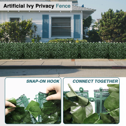 Artificial Greenery Fence Decorative Faux Plant for Balcony, Terrace & Yard